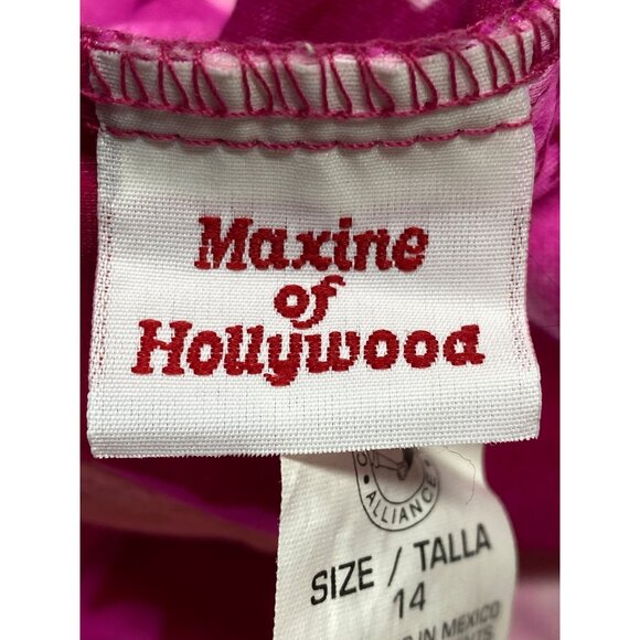 Maxine of Hollywood Juniors Size 14 Pink Hawaiian Hibiscus Floral Pinup Swimsuit - Picture 6 of 9